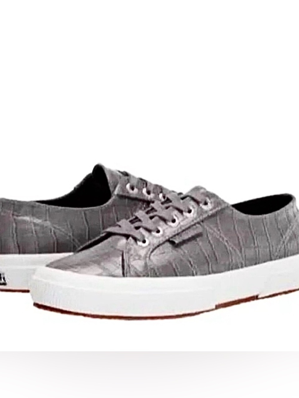 SUPERGA People's Shoes of Italy 2750 Sneaker Grey Croco Vegan Leather 10 NWT